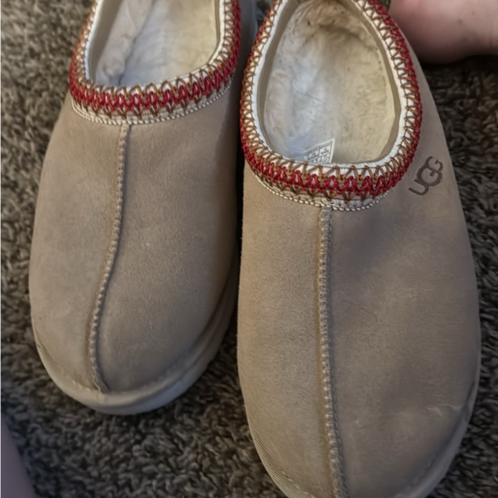 UGG Sand Slip-On Shoes with Dark Cherry Stitching